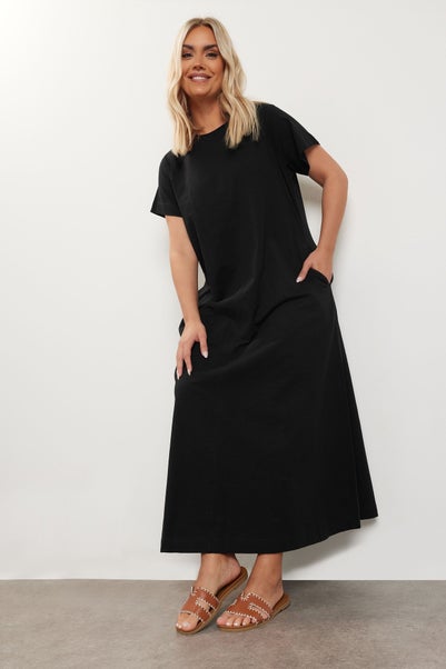 Yours Curve Black Midaxi T Shirt Dress
