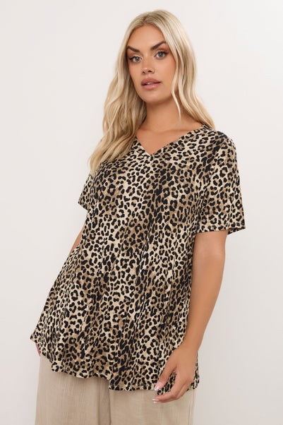 Yours Curve Brown Leopard Print Swing Top
