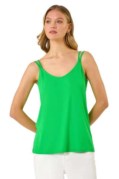 Roman Green Double Strap Stretch Vest Top