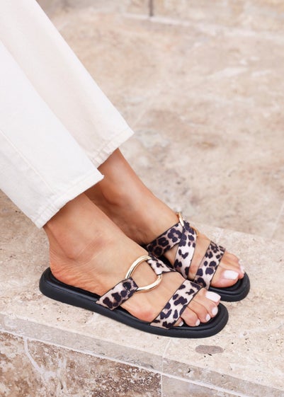 Linzi Cassandra Leopard Print Double Strap Sandal