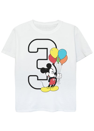 Disney Mickey Mouse 3rd Birthday Kids White Graphic T-Shirt (3-6 Years)