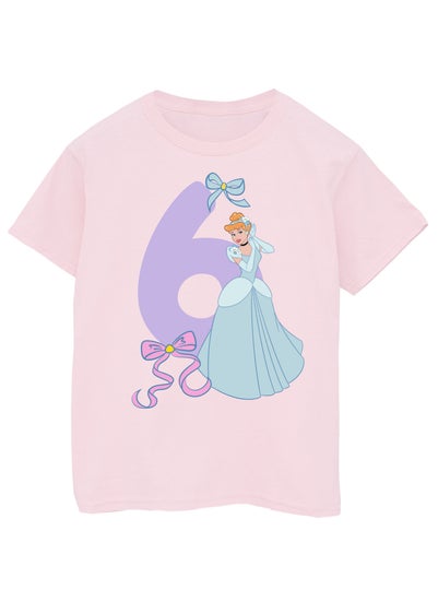 Disney Cinderella 6th Birthday Kids Light Pink Graphic T-Shirt (5-8 Years)