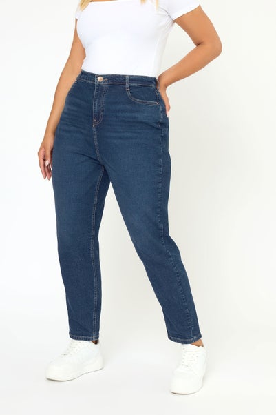 YOURS Curve Mid Blue Mom Jeans