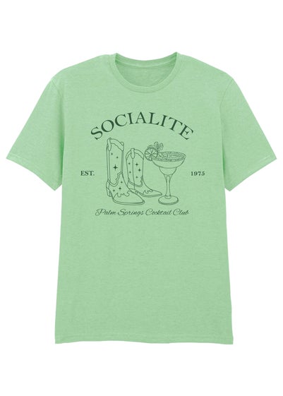 Brands In Socialite Mint Boyfriend Fit Graphic T-Shirt