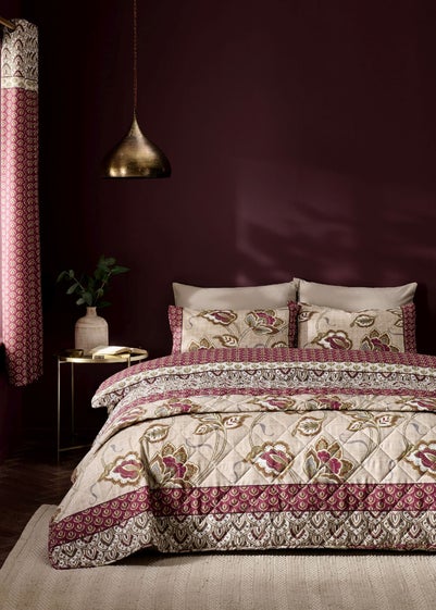Catherine Lansfield Natural Kashmir Paisley Floral Reversible Duvet Cover Set with Pillowcases