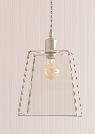 ValueLights Susie Glass Lantern Lamp Shade Brushed Chrome Single Ceiling Pendant Light