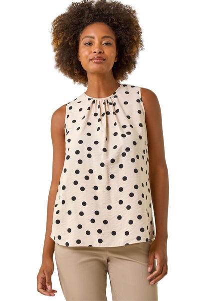 Roman Stone Spot Print Tie Detail Vest Top