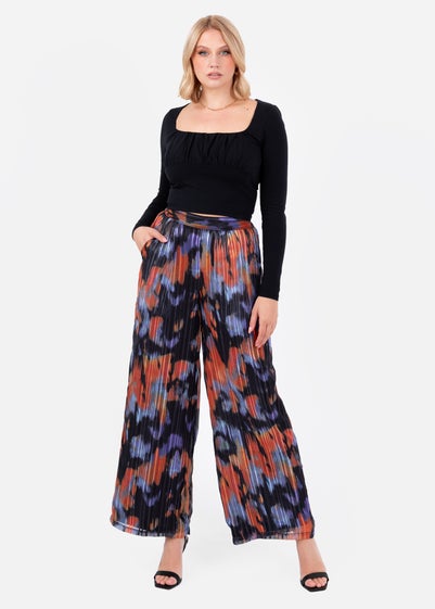 Lovedrobe Orange & Purple Wide Leg Trousers With Pockets
