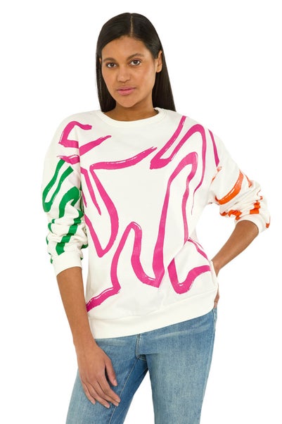 Roman Pink Abstract Print Sweatshirt
