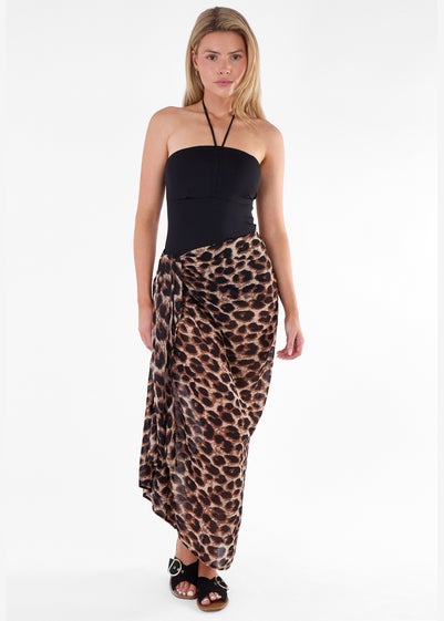 Gini London Brown Animal Print Multiwear Beach Sarong
