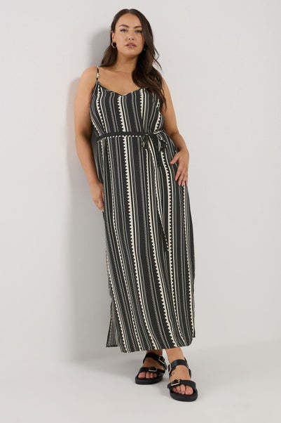 Yours Curve Black Zig Zag Bead Detail Maxi Dress