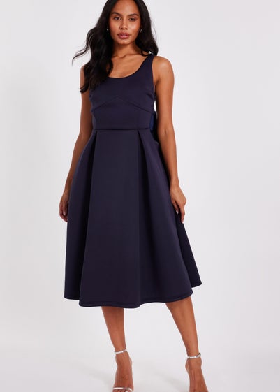 Quiz Navy Bow Back Midi Dress