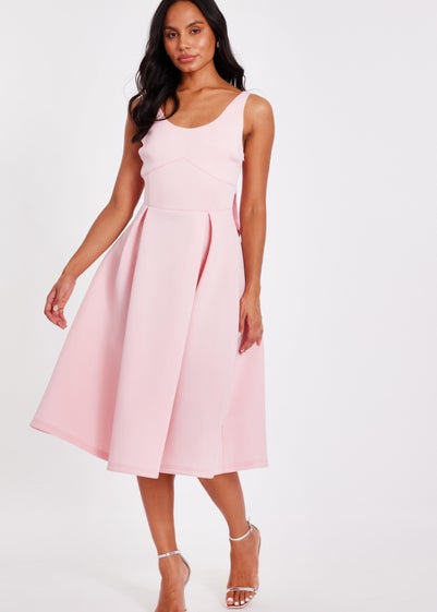 Quiz Pink Bow Back Midi Dress