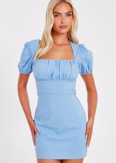Quiz Blue Puff Sleeve Mini Dress
