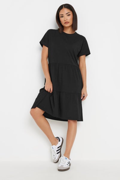 PixieGirl Petite Black Tiered Smock Dress