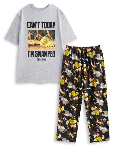 Shrek Adults Multicoloured Can't Today I'm Swamped Pyjama Set
