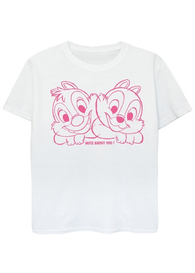 Disney Chip N Dale Nuts About You Kids White Graphic T-Shirt (3-13 Years)