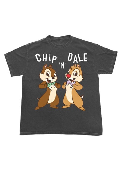 Disney Chip N Dale Bow Tie Charcoal Boyfriend Fit Washed Graphic T-Shirt