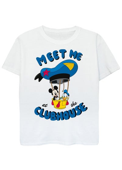 Disney Mickey Clubhouse Meet Me At The Clubhouse Kids White Graphic T-Shirt (3-13 Years)