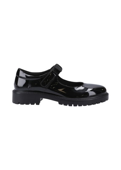 Hush Puppies Black Astrid Bow Patent Senior