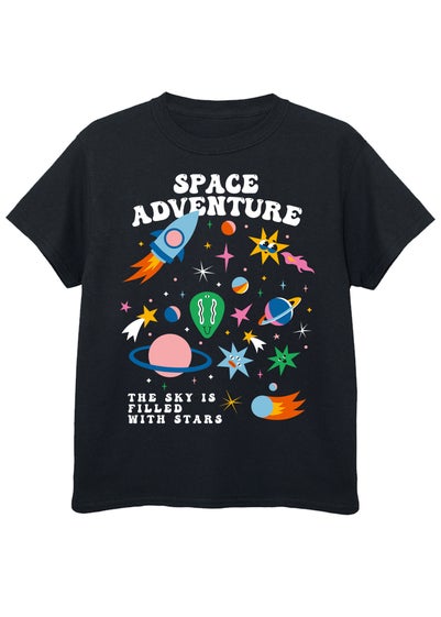 Brands In Space Adventure Kids Black T-Shirt (3-13 Years)