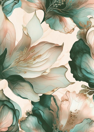 Muriva Elysian Floral Coral & Teal