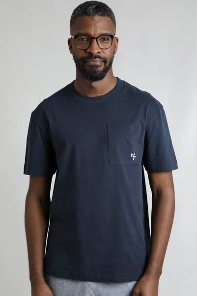 Weird Fish Navy Keaton Super Soft Pocket T-Shirt