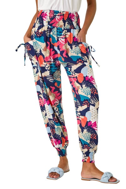 Roman Navy Abstract Tie Pocket Trousers
