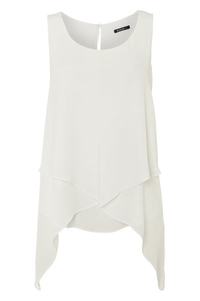 Roman Ivory Asymmetric Sleeveless Vest Top