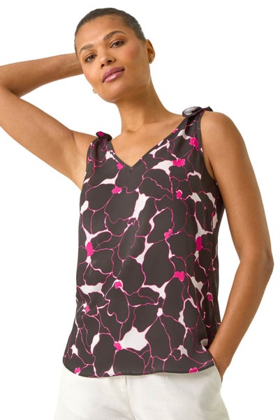 Roman Pink Floral Spot Print Vest Top