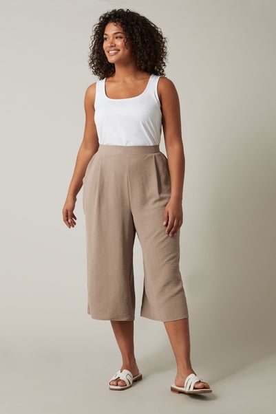 Evans Curve Taupe Brown Cropped Pocket Culottes