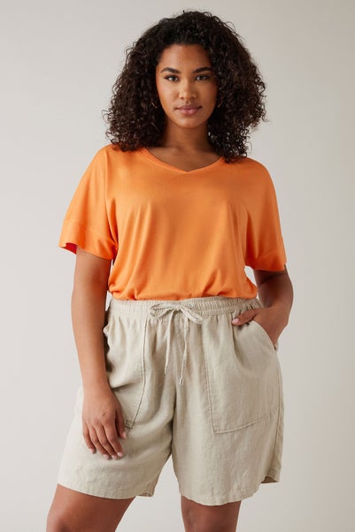 Evans Curve Orange V-Neck Modal Rich T-Shirt