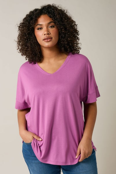 Evans Curve Pink Short Sleeve Modal Rich T-Shirt