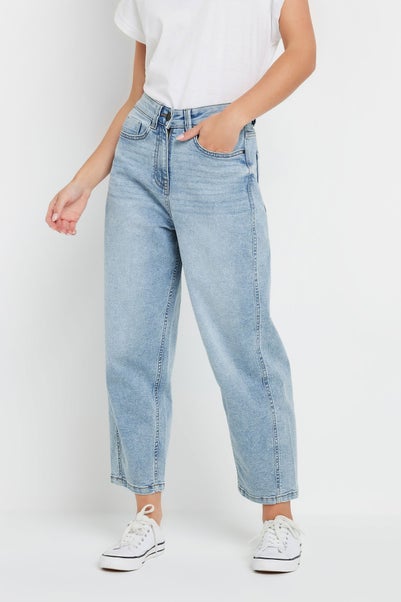 M&Co Petite Blue Light Wash Barrel Jeans