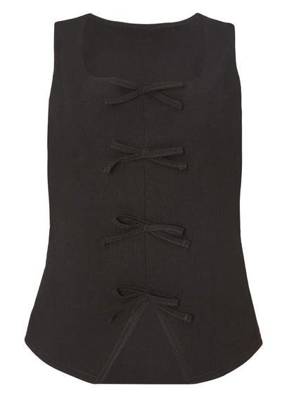 Quiz Black Bow Detail Waistcoat