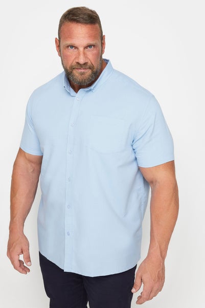 Badrhino Premium Light Blue Short Sleeve Oxford Cotton Shirt