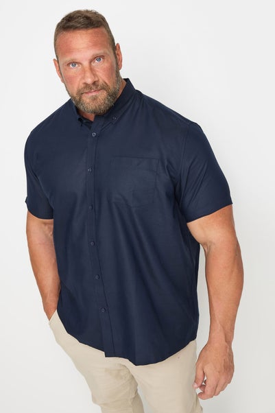Badrhino Premium Navy Blue Short Sleeve Oxford Cotton Shirt