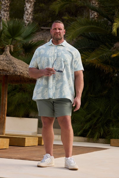 BadRhino Dusky Blue Palm Leaf Linen Shirt