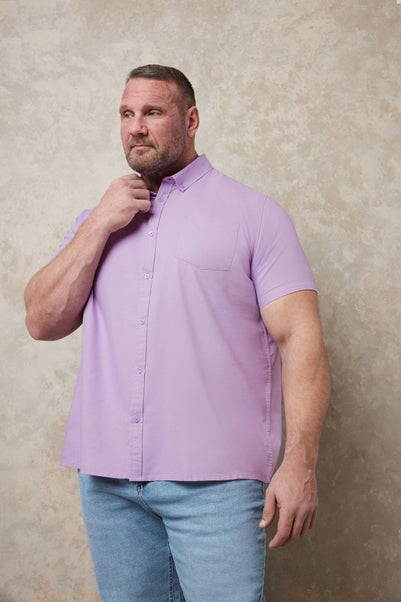 BadRhino Big & Tall Lilac Purple Short Sleeve Oxford Shirt