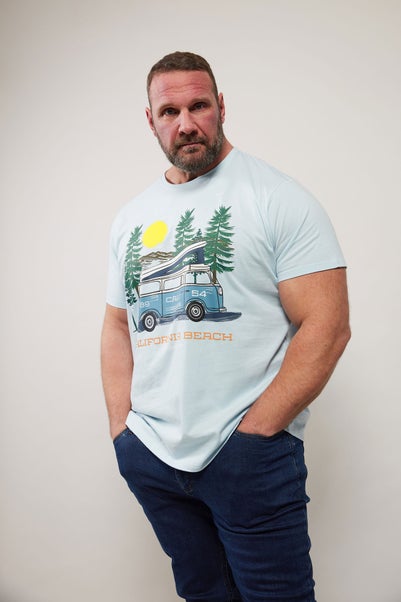 Badrhino Light Blue California Beach Campervan T-Shirt