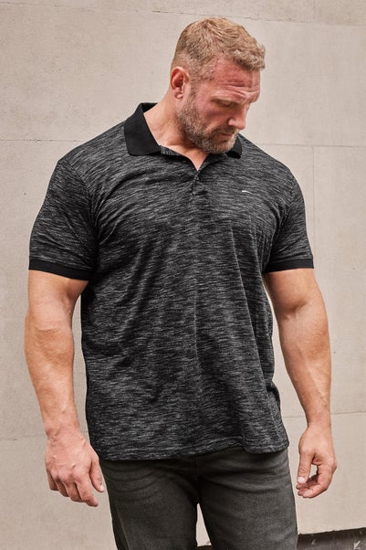 Badrhino Black Slub Polo Shirt
