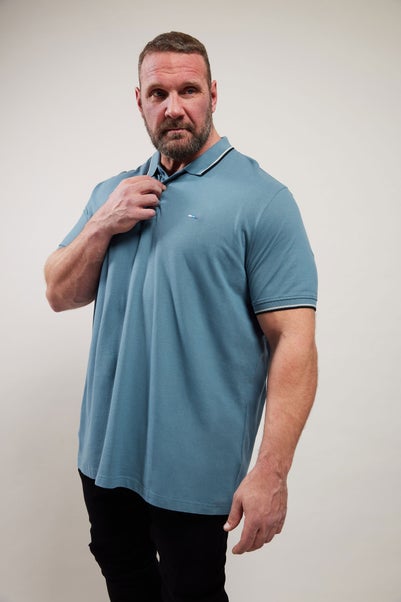 BadRhino Big & Tall Blue Tipped Polo Shirt