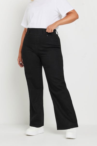 Yours Curve Black Wide Leg Jeggings
