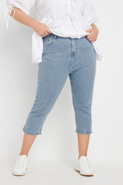 Yours Curve Light Blue Cropped AVA Jeans