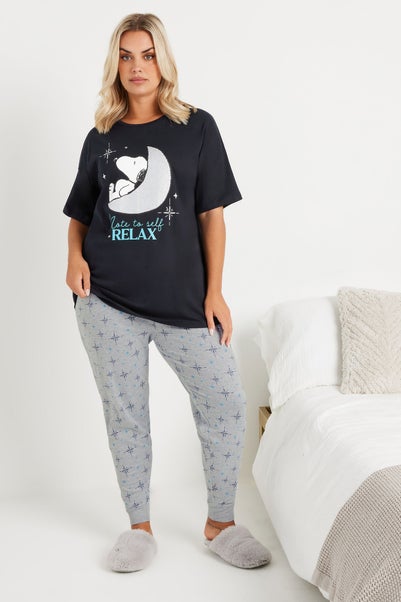 Yours Snoopy Curve Navy Blue Relax Cuffed Pyjama Set