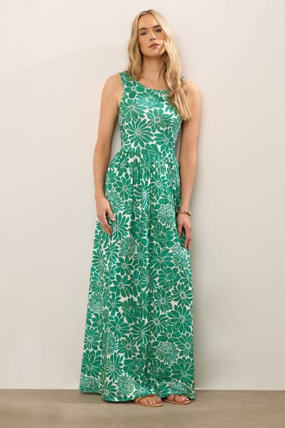 Long Tall Sally Green Floral Print Sleeveless Maxi Dress