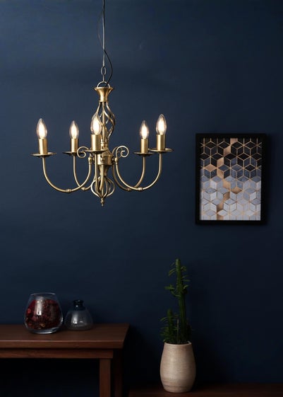 ValueLights Memphis Antique Brass Twist 5 Way Celling Light