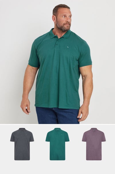 BadRhino Big & Tall 3 PACK Green & Plum Purple Polo Shirts