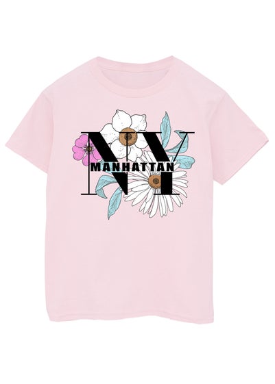 Brands In NY Manhattan Flowers Kids Light Pink Graphic T-Shirt (3-13 Years)