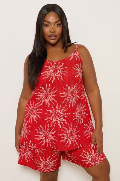 Yours Curve Red Sun Print Cami Top